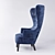 Elegant Wingback Chair Set 3D model small image 3