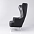 Elegant Wingback Chair Set 3D model small image 4