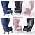 Elegant Wingback Chair Set 3D model small image 6