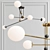 Elegant Jesi Pendant Light: Metal & Glass, Black/Gold Frame, Milky Glass Shades 3D model small image 1