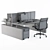 Red Employee Office Furniture Set 3D model small image 3