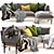 Floyd Velvet Corner Sofa 3D model small image 1