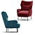 Luxurious Navy Velvet Accent Chair 3D model small image 3