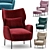 Luxurious Navy Velvet Accent Chair 3D model small image 6