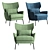 Navy Velvet Armchair: Comfortable and Stylish 3D model small image 2