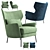 Navy Velvet Armchair: Comfortable and Stylish 3D model small image 6