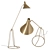 Antique Brass Adjustable Metal Floor Lamp 3D model small image 1