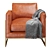 Sleek London Leather Lounge Chair 3D model small image 2