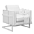 Sleek London Leather Lounge Chair 3D model small image 4