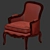 Vintage Wood Wing Chair: Mis en Demeure 3D model small image 3