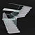 Sleek Glass & Wood Modern Staircase 3D model small image 3