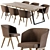 Elegant Dining Set: Creed Chair & Natural Wood Table 3D model small image 1