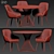 Rochelle Elegant Dining Set 3D model small image 2