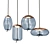 Modern Gray Glass Copper Pendant 3D model small image 1