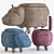 Playful Hippo Storage Stool 3D model small image 1