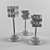 Elegant Crystal & Metal Candlestick Set 3D model small image 2