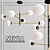 Elegant Nevia Pendant Light: Golden Frame, White Shade 3D model small image 1