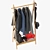 Foldable Bamboo Clothes Stand 3D model small image 3