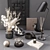 Sleek Black Modern Set: Art, Tables, Decor & More 3D model small image 3