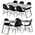 Sleek Concrete Dining Set 3D model small image 1