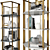 Hexagonal Bookcase with Bronze Frame and Glossy Shelves 3D model small image 2