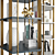 Hexagonal Bookcase with Bronze Frame and Glossy Shelves 3D model small image 3