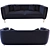 Sleek Velvet Sofa 3D model small image 1