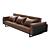 Elegant Brown Leather Sofa 3D model small image 1