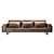 Elegant Brown Leather Sofa 3D model small image 3