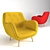 Vibrant Yellow-Red Arm Chair 3D model small image 1