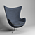 Jacob Leather Chair - Blue & Grey 3D model small image 1