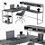 Modern Loft Office Desk 3D model small image 4