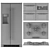 Gray White Kitchen Set: Cooktop, Microwave, Oven, Hood, Sink 3D model small image 3