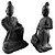 Black Metal Buddha Sit Statue 3D model small image 1