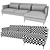 Modern Double Sofa Bed with Peninsula & Aluminum Legs 3D model small image 4