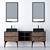 Sleek Mirror Cabinet Set 3D model small image 1