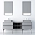 Sleek Mirror Cabinet Set 3D model small image 3