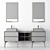 Sleek Mirror Cabinet Set 3D model small image 6