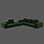Amsterdam Green Velvet Sofa 3D model small image 1