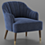 Leicester Marine Blue Velvet Armchair 3D model small image 3