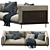 Elegant Brass & Walnut Sofa 3D model small image 2