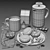 Sleek Coffee Set for 4 3D model small image 5