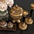 Antique Brass Decor Set: Vases & Candlestick 3D model small image 2