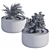 Concrete Round Planter with Plants 3D model small image 5