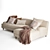 Elegant Rose Fabric Sofa Chaise 3D model small image 3