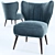 Compact Upholstered Accent Chair 3D model small image 1