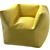 Plump Yellow Leather Armchair 3D model small image 2