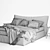Luxury Linen Bed: Blue Melange Duvet Set 3D model small image 5