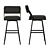 Stylish Upholstered Bar Chair 3D model small image 2