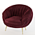 Elegant Round Armchair 3D model small image 2